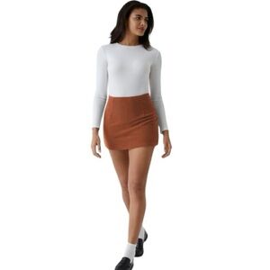 HALARA High Waisted A Line Mini Corduroy Casual Skirt in Baked Clay Size XL